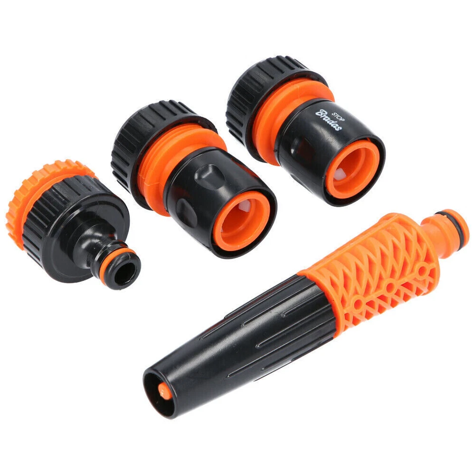 BRADAS 4-tlg Anschluss-Set Zubehör 3/4" Zoll Gartenschlauch mit Wasserspritze Adapter