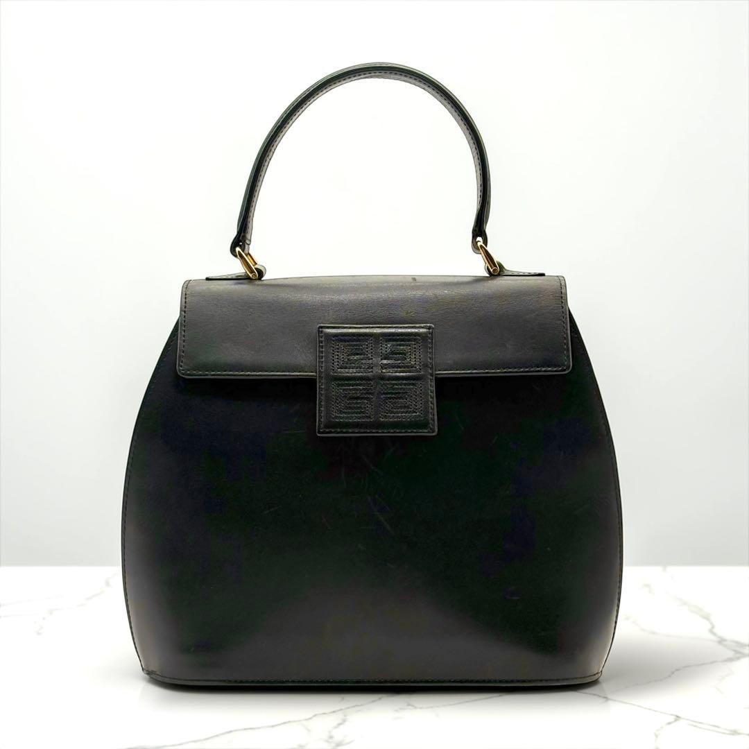 Givenchy Leather Handbag Black Vintage Formal Women's Bag with Gold Hardware