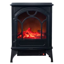 21.5 In. Freestanding Classic Electric Log Fireplace in Black