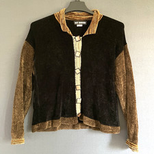 Vintage 80s ANI BARRIE Womens Small Chenille Cardigan Sweater Unique Buttons