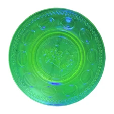 Uranium Carnival Glass Apollo 15 Astronaut Moon Plate Wheaton Glass NASA Glows!