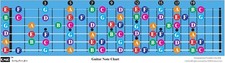 QMG Color Coded Guitar Fretboard Note Chart, Learn to Play 20 Fret