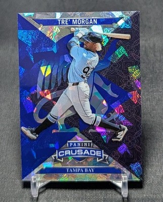 Tre' Morgan Blue Cracked Ice Prizm Rookie RC 2025 Panini Crusade Card #81 Rays