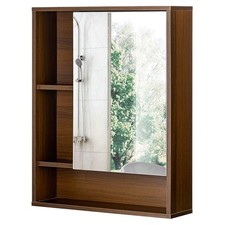 Bathroom Wall Mirror Cabinet, Medicine Cabinet with Single Door and Adjustabl...