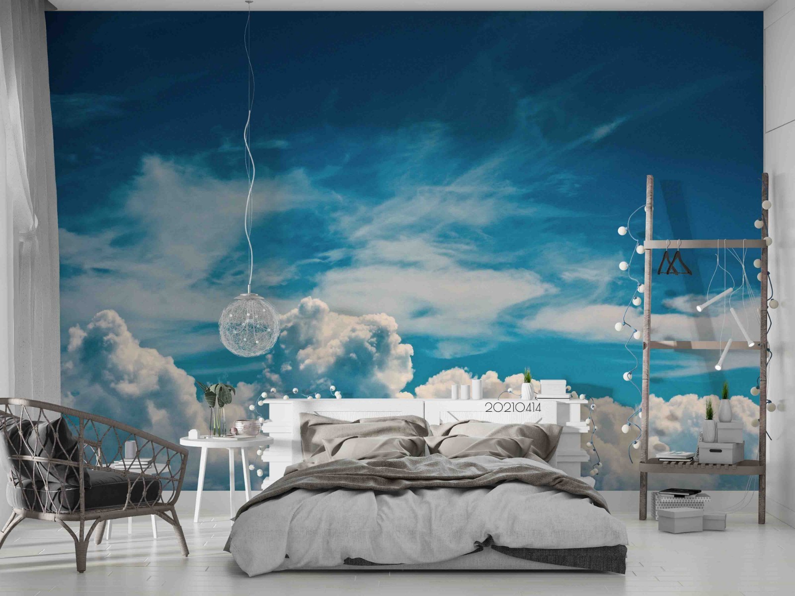 3D Blue Sky White Clouds Landscape Wall Murals Wallpaper Murals Wall Sticker 6