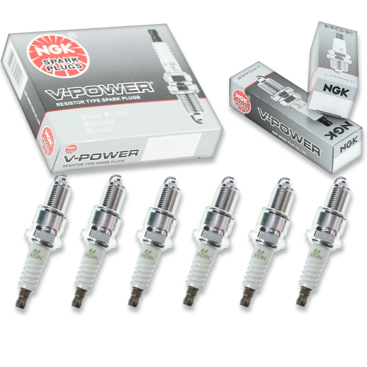 6 pcs NGK V-Power Spark Plugs for 1962-1966 Jaguar Mark X 4.2L 3.8L L6 - cx
