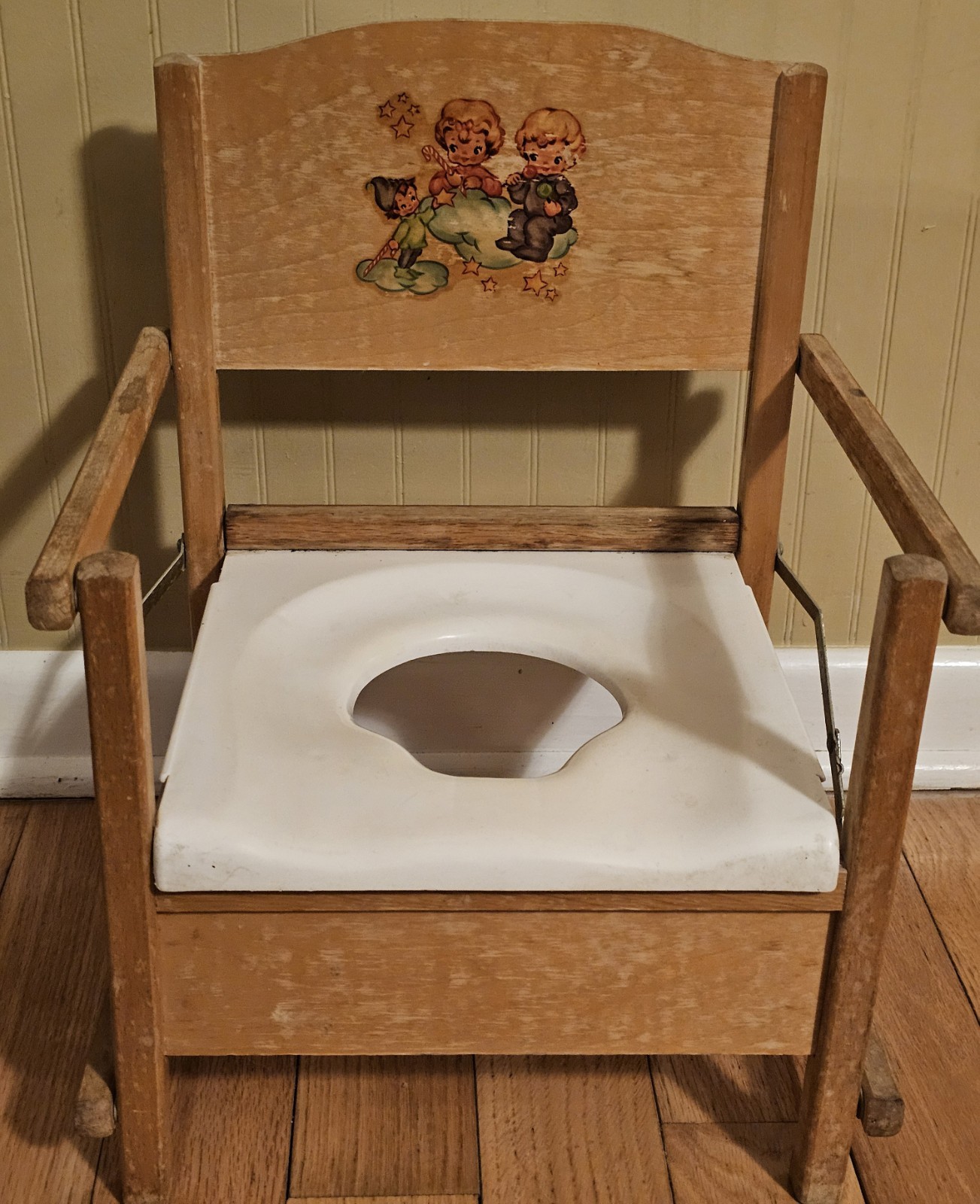 Antique Folding Potty Toilet Training Chair Wooden Baby Doll