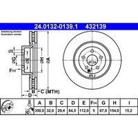 Bremsscheibe ATE 24.0132-0139.1 (2 Stk.) FüR Mercedes-Benz E