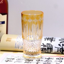 Whisky Glass Tumbler Japanese Style Hand Cut To Edo Kiriko Glass 9oz Orange