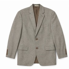 Lauren Ralph Lauren Mens 44R Silk Wool Houndstooth Blazer Sport Coat Tan Brown
