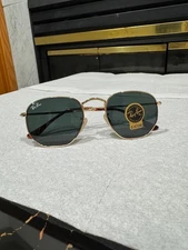 Ray-Ban Sunglasses RB3548N Hexagonal Flat Gold Frame Black Classic Lenses