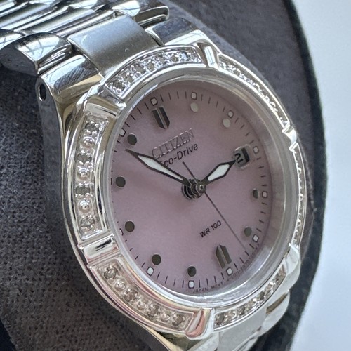 Ladies Citizen EW0890-58X Eco-Drive Stainless Pink Dial Diamond Watch NE011 RIVA - Picture 7 of 24
