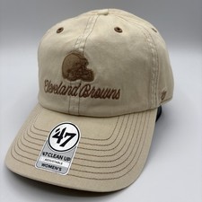 Cleveland Browns Womens 47 Brand Hat Strap Back One Size Beige Clean Up NFL NEW