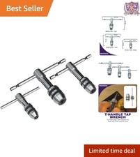 Adjustable T-Handle Tap Wrench Set 3 Piece Metal for Precision Threading