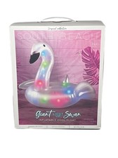 Swan Led Light Up Pool Beach Float With Handles Silver Transparent 43x34
