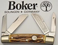 Vintage 1970’s BOKER Solingen 5464 Medium Congress - Stag Handles - Nice Unused