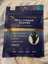 Tommie Copper Compression Gloves Full Finger Infrared Infused Pain Relief L / XL