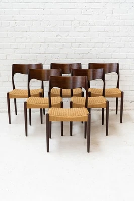 Danish Cord and Rosewood Dining Chairs by Arne Hovmand Olsen - 1960s Restored - Image 1 of 4