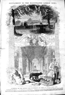 Original alter antiker Druck 1850 Rom Monte Cavallo Drusus Kolosseum P viktorianisch