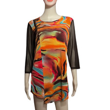 Vintage 1970s Peck & Peck Mod Knit Mini Dress Tunic Small Graphic Print