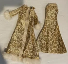 Vintage Mod Barbie Clone Premier Shillman Gold Evening Dress + Rabbit Fur Coat