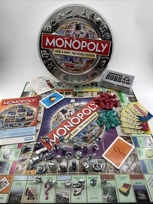2008 100% Complete Collectors Monopoly Here & Now World Edition Tin 30 Tokens
