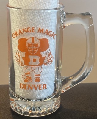 Vtg Denver Broncos Pasadena BoundGlass Stein Mug Giant Killers 1987 Super Bowl