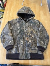 Carhartt Camo Quilt Lined Chore Hooded Jacket Youth Large 14-16 Realtree Adult S