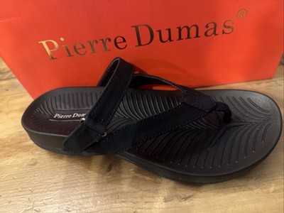 Pierre Dumas Sandals Thong Flip Flops Bedrock 4 Black Size 7 New In Box