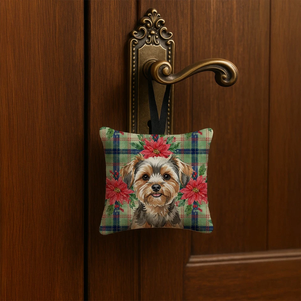 Caroline's Treasures Yorkiepoo Navidad Poinsettas Ornamento 3.5x3.5 WDK8862PO3 Foto 2 de 3