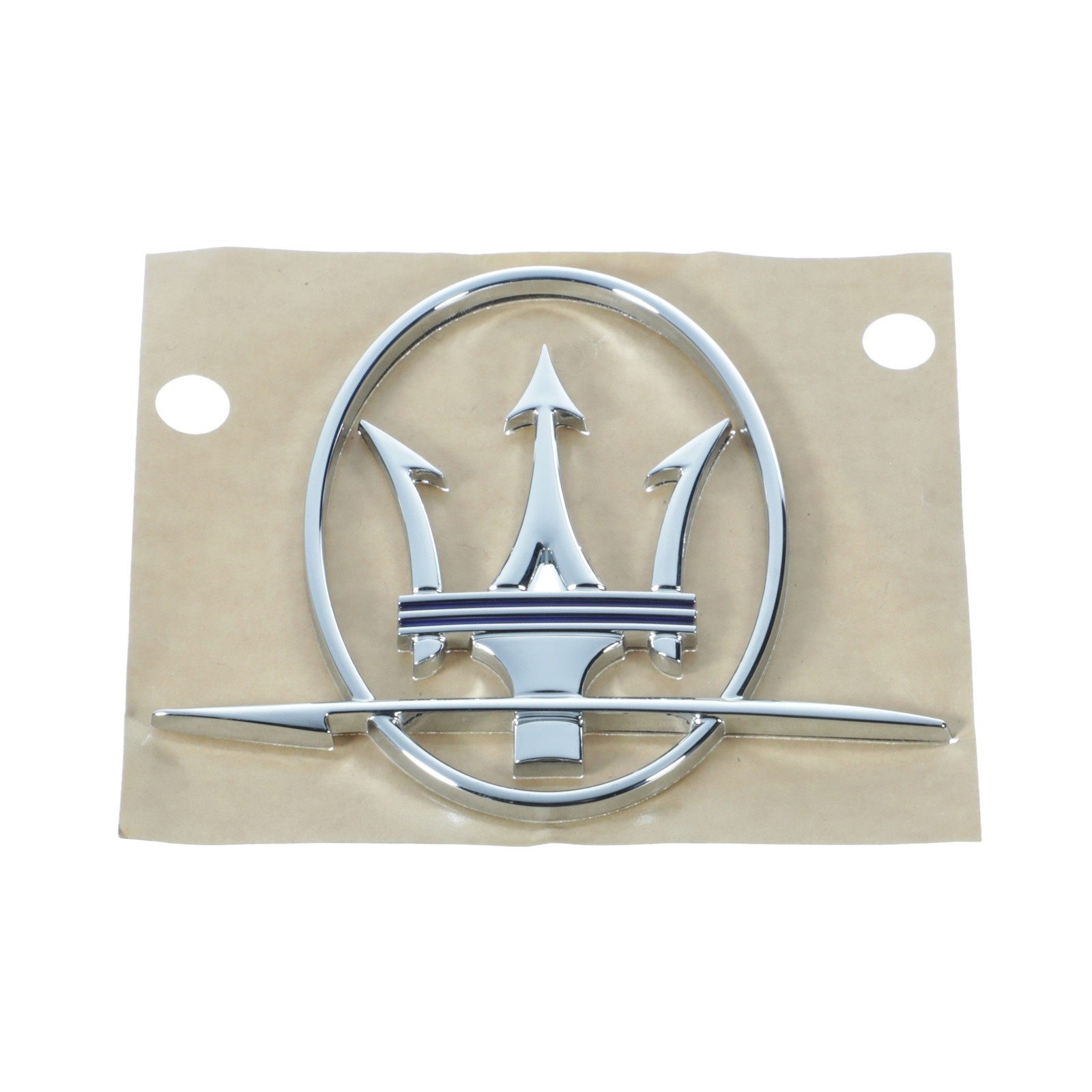 Emblema lateral izquierdo de tridente cromado/azul para Maserati QTP Ghibli (P/N 670037400)