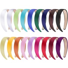 18Pack Satin 1Inch NonSlip Headbands Colorful Hairbands for Women  Girls
