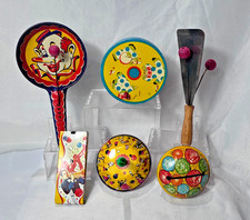 Tin Noisemakers Party New Years Metal Rattlers Lot Of 6 US Metal Toy Kirchhof