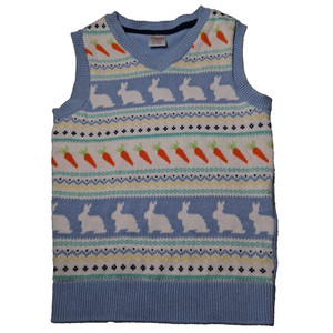 Gymboree Easter Sweater Vest Youth Unisex 5T Blue Bunny Carrot Pastel Holiday