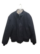 Lakeshire Made In USA Faux Sherpa Lined Bomber Jacket Full Zip Wool XL Vintage