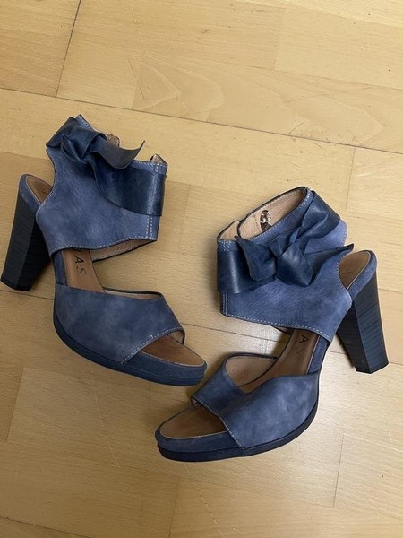 Women Hispanitas Heels Blue Suede 38.5