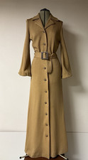 Vintage 1970s Irish Wool Maxi Coat Dress by Strelitz, Belted, Quiet Luxury