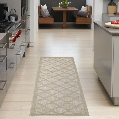Nourison Home Easy Care Cream 2'2'' x 14 Area Rug - Easy Clean, Non Shedding, Bed