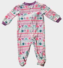 Vintage Garanimals Fleece Baby Girl's Sleeper Hearts  Designs 6-9 Months Soft