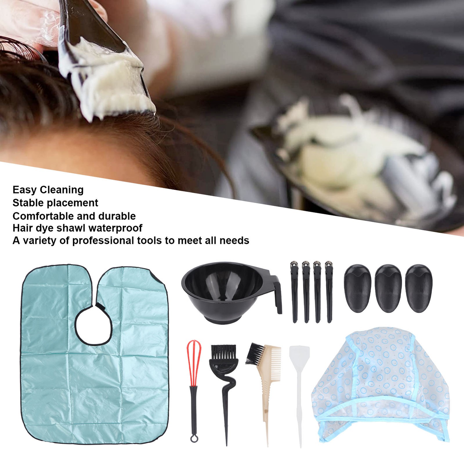 14pcs Hair Dye Coloring Kit Hair Dye Brush Bowl Set For Salon Hair Color BLW