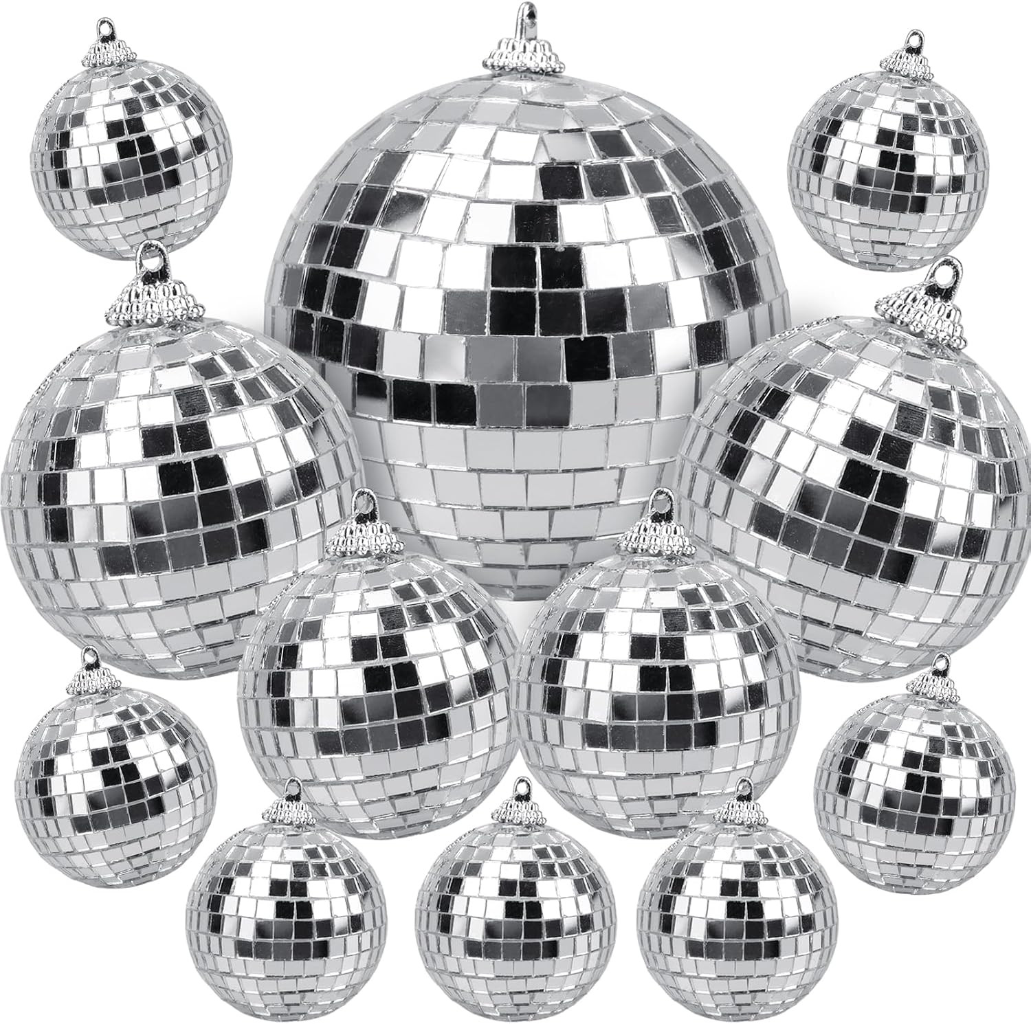 Set Decorativo 12 Sfere Specchio Argento | Disco Style Anni '70 Retrò