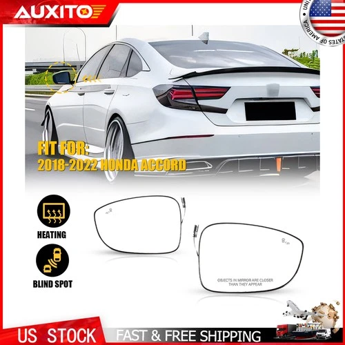 Left Right Side View Mirror Glass Heated Blind Spot For Honda Accord 2018-2022