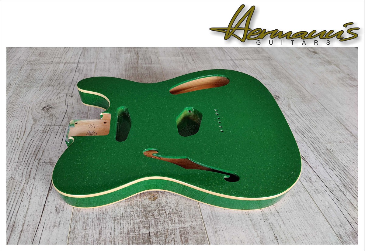 【2plan】Shiner Slim Polar T Thinline Tele/ TL 2 Piece Alder Body, Finish Sparkle Green