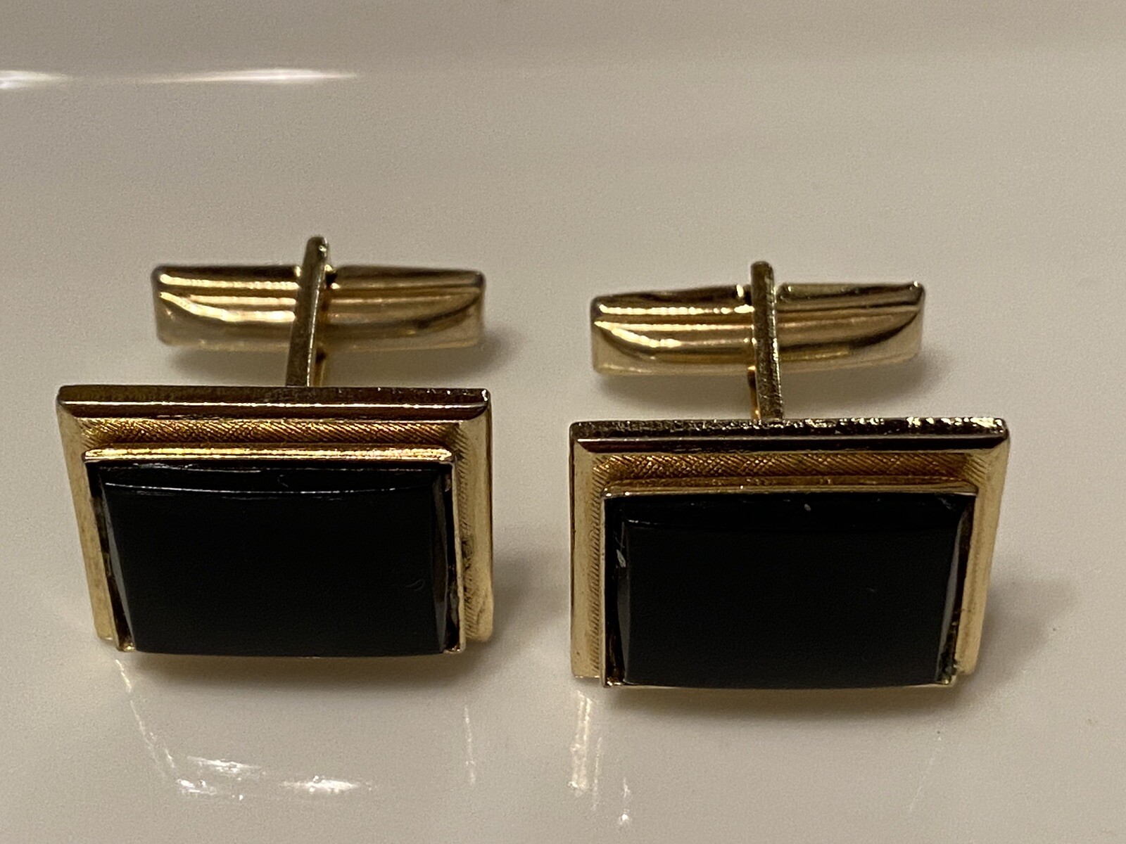 Black Formal Rectangle Black Stone Cufflinks - image 9