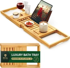 ROYAL CRAFT WOOD Premium Foldable Bathtub Tray - Expandable, New with Box