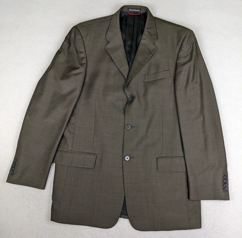 Pierre Cardin Men's Suit Size 42L Brown Woven 100% Worsted Wool Pants 36x31.5 - Image 3 of 4