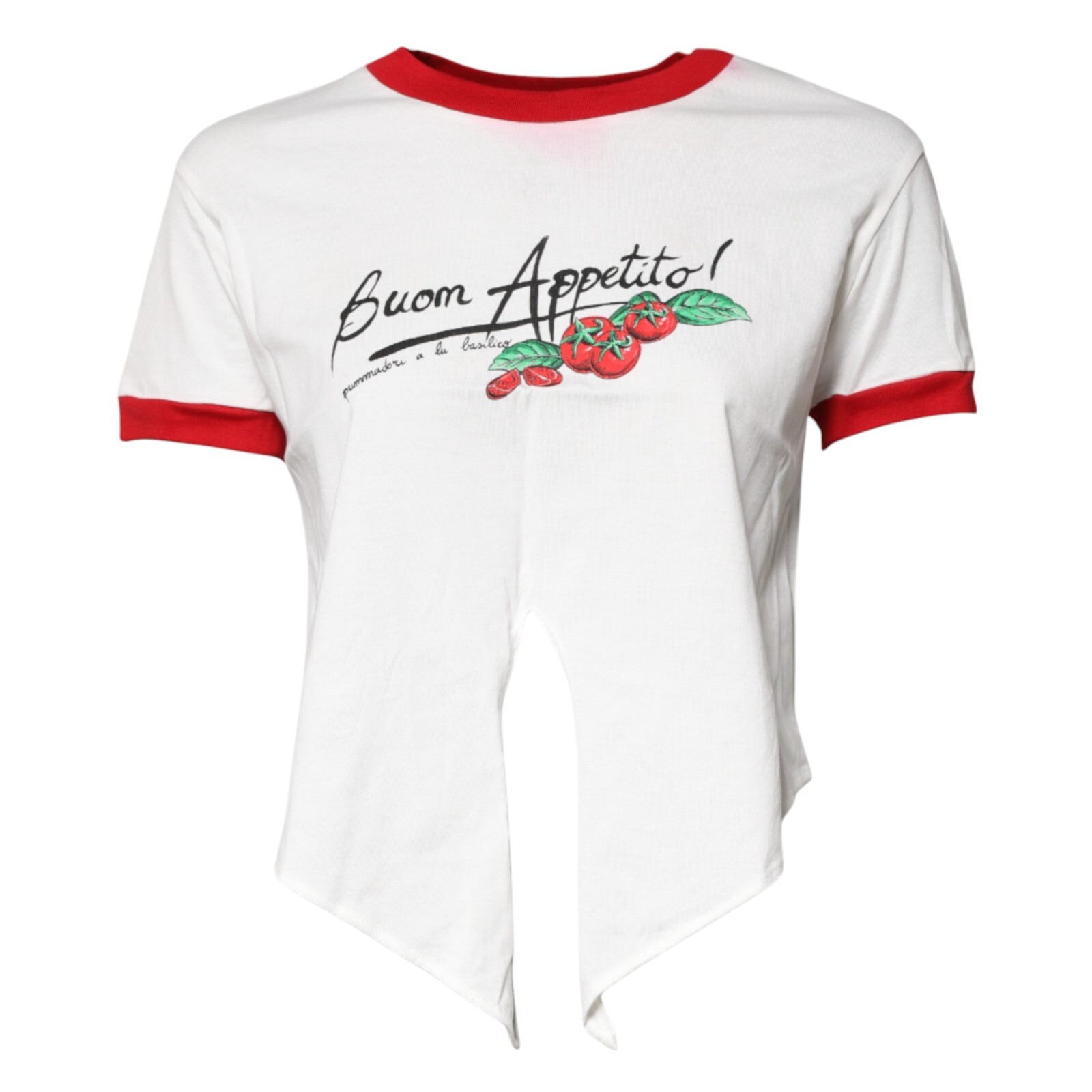 DOLCE & GABBANA T-shirt White Printed Round Neck Cropped Top IT38/US4/XS 750usd
