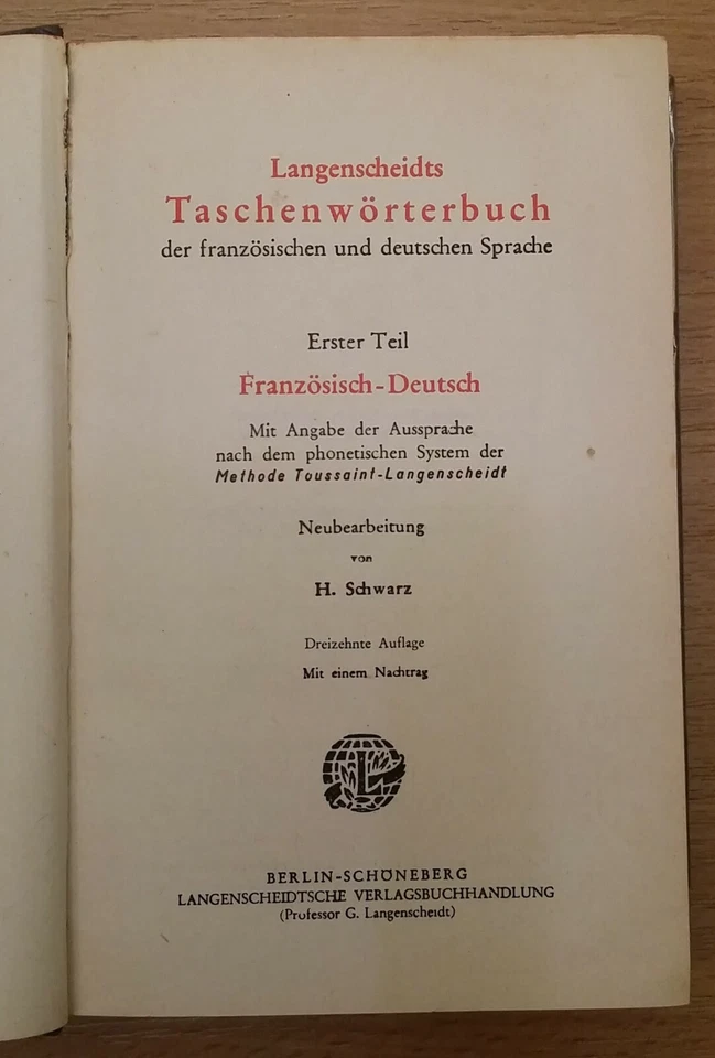 Langenscheidt Taschenwörterbuch French German H.Black 1929 526 S - Image 4 of 4