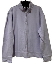 Lands End Men's XL Bedford Rib Quarter Zip Sweater Light Purple- See Note