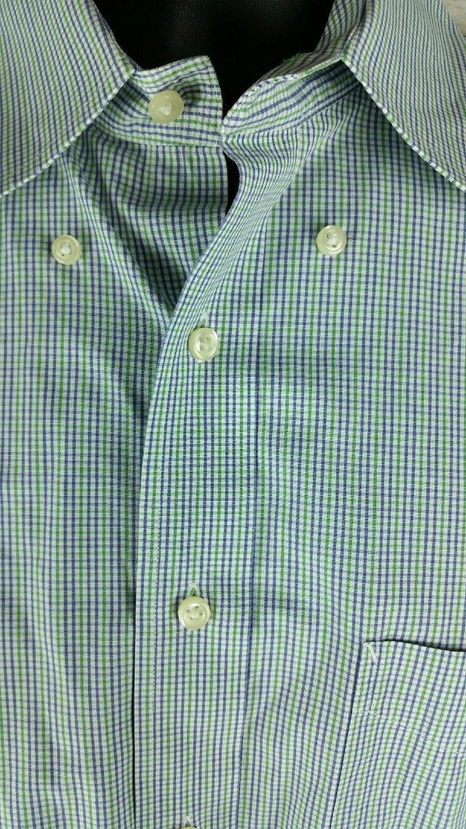 Tommy Hilfiger M Purple Green Button Down Long Sleeve Shirt Dress Classic